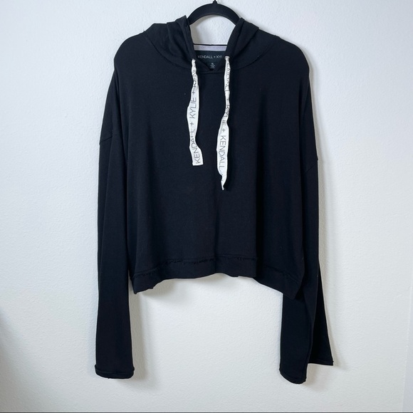 Kendall & Kylie Tops - Kendal & Kylie Black Hooded Pullover Sweater Sz XL